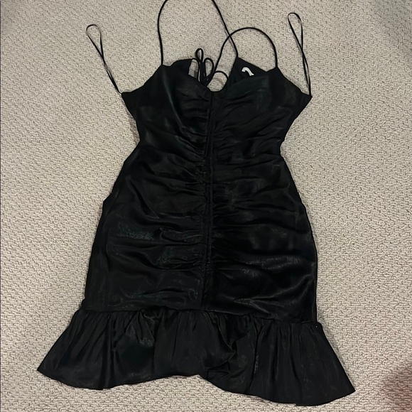 Astr Dresses & Skirts - Astr Black Ruched Ruffled Mini Dress